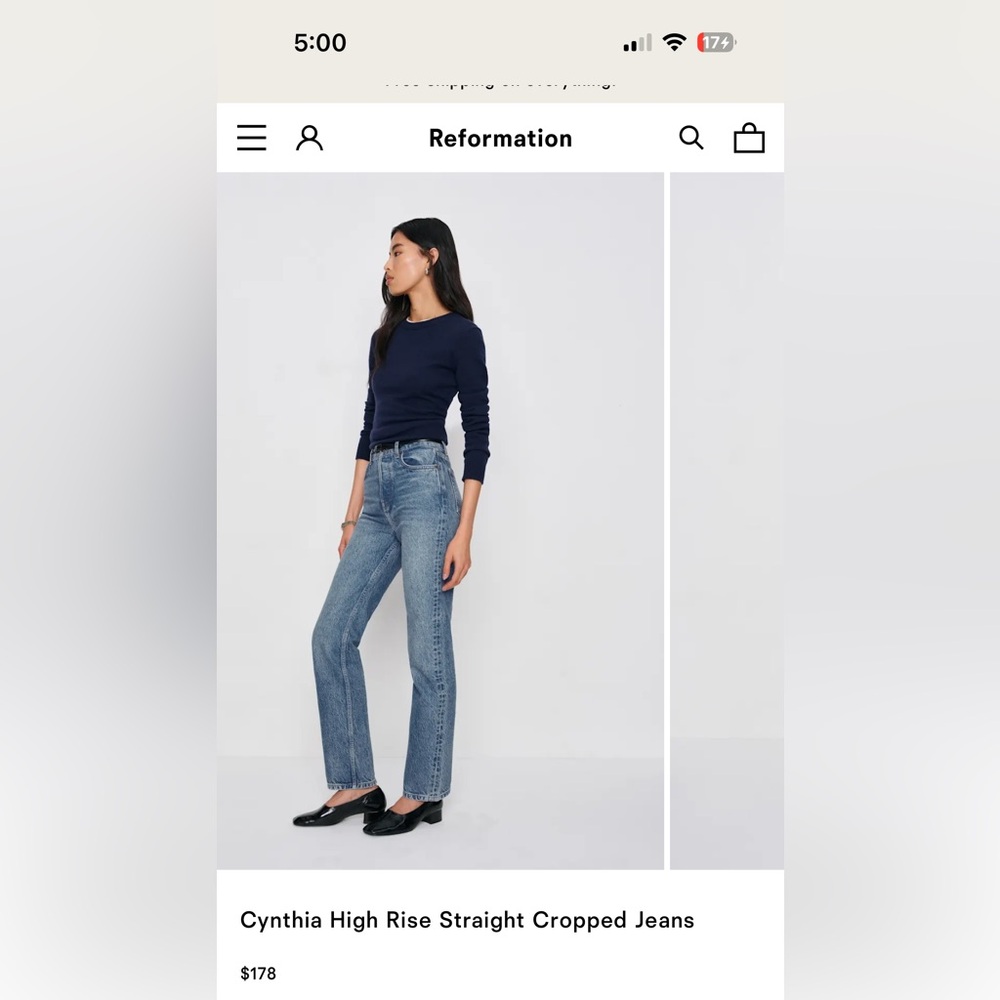 Reformation Blue Straight Leg Jeans